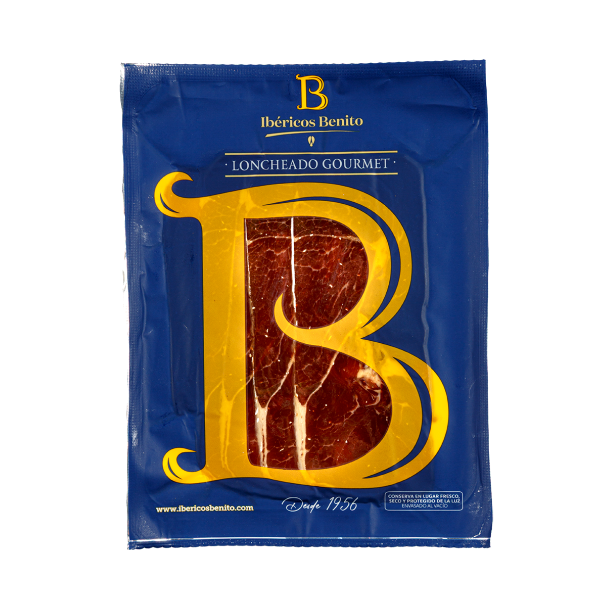 Sobre de 100 g de jamón de cebo ibérico 50% raza ibérica loncheado a máquina Ibéricos Benito